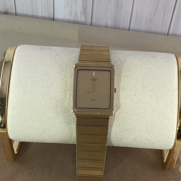 Vintage Unisex 18 Karat Heavy Gold Plated Lassale by Seiko luxury Watch - Picture 3 of 9